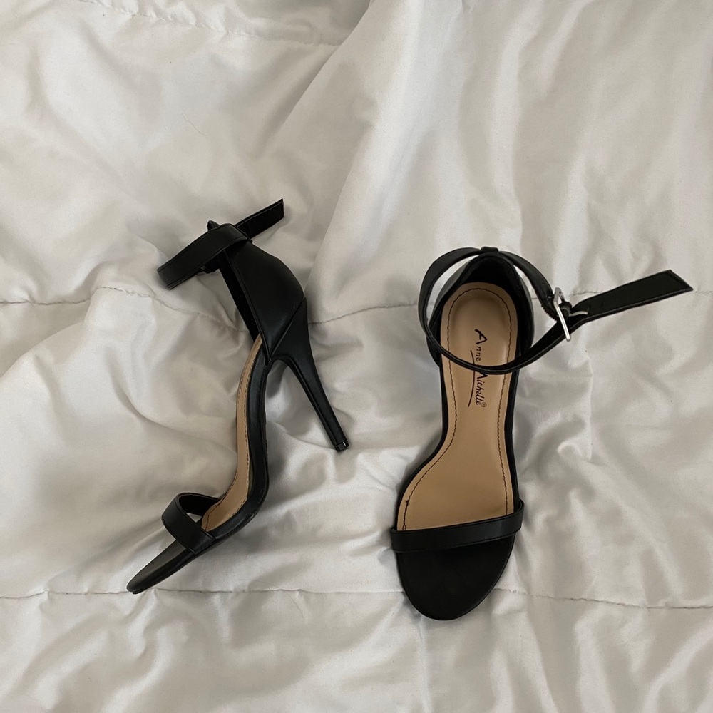 Black Two Strap Heels